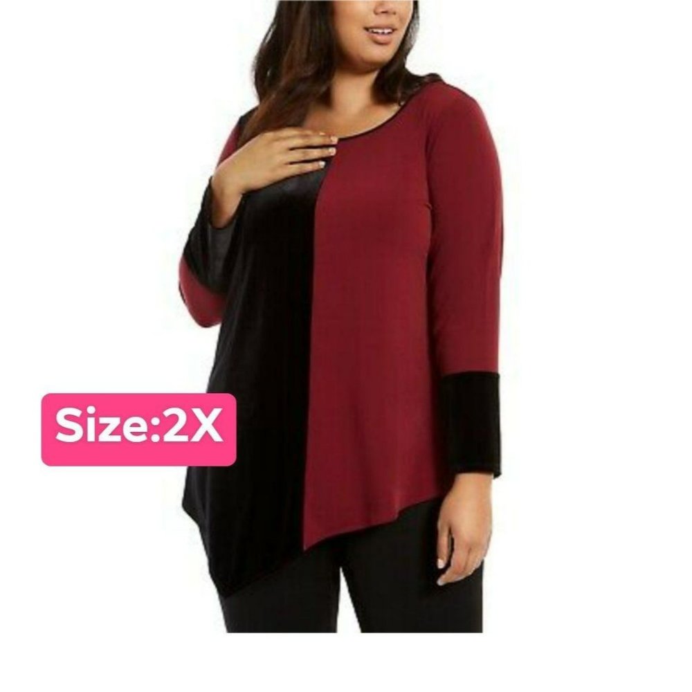 Burgendy and Black Velvet Blouse